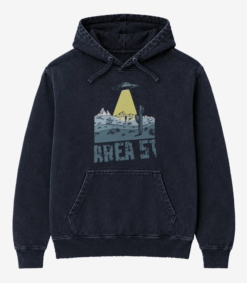 Poleron Canguro Acid Wash Azul Marino de Area 51