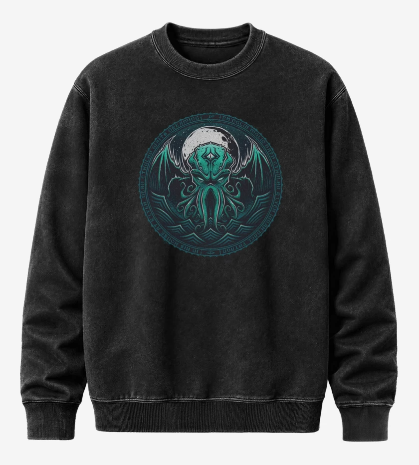 Poleron Polo Acid Wash Negro de Dead Cthulhu