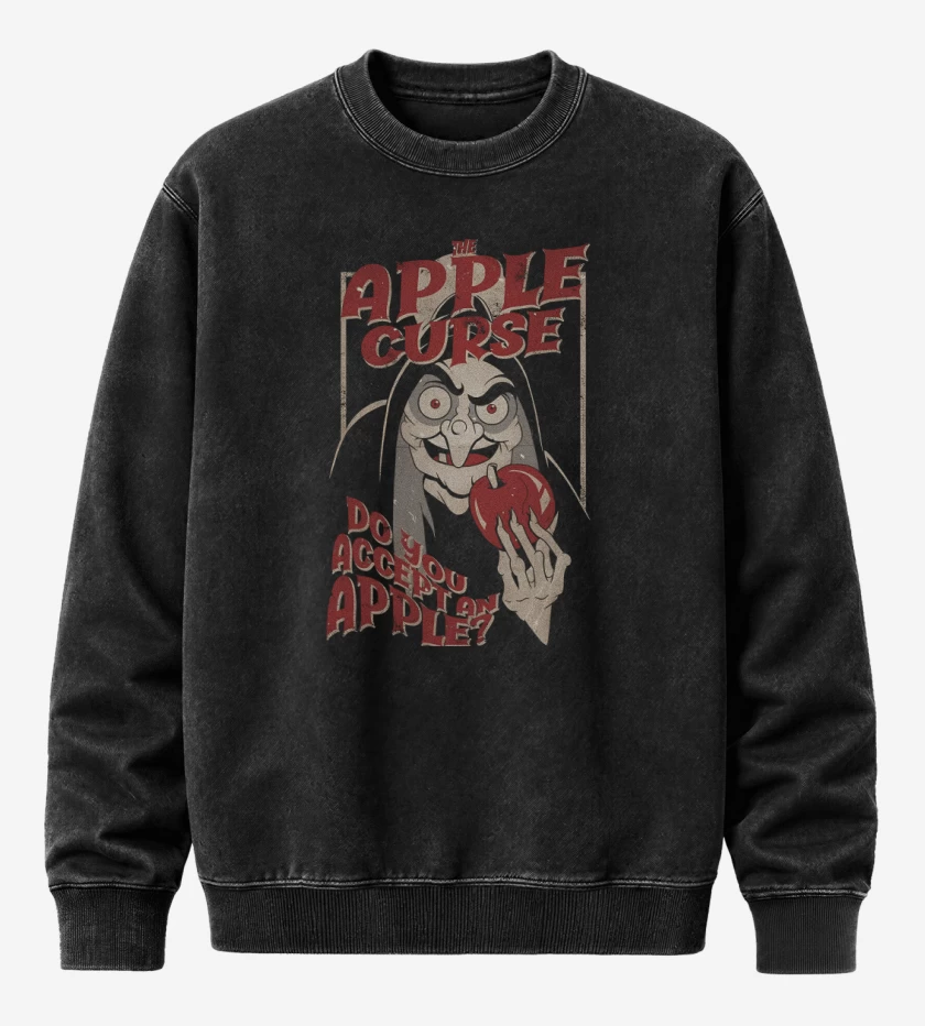 Poleron Polo Acid Wash Negro de La Maldición de la Manzana