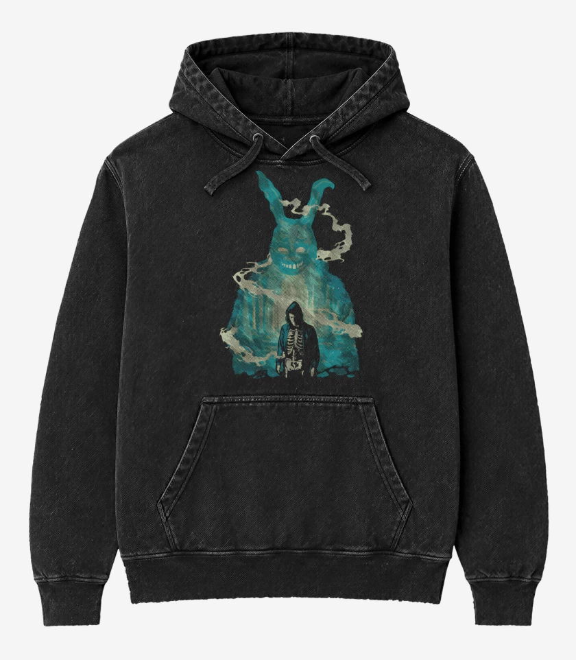 Poleron Canguro Acid Wash Negro de Donnie Darko