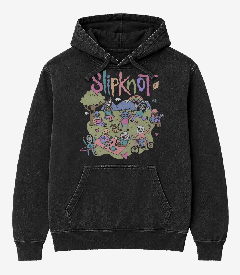 Poleron Canguro Acid Wash Negro de Happy Slipknot 