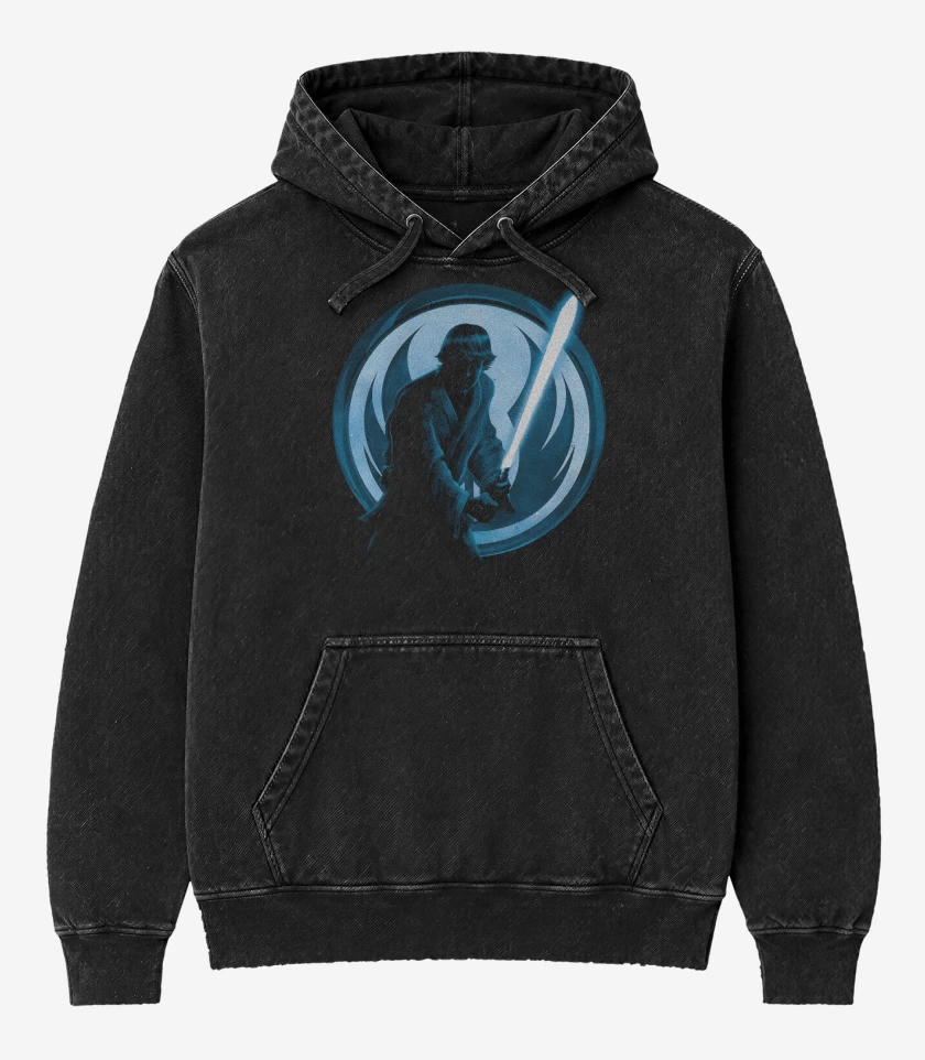 Poleron Canguro Acid Wash Negro de El Jedi