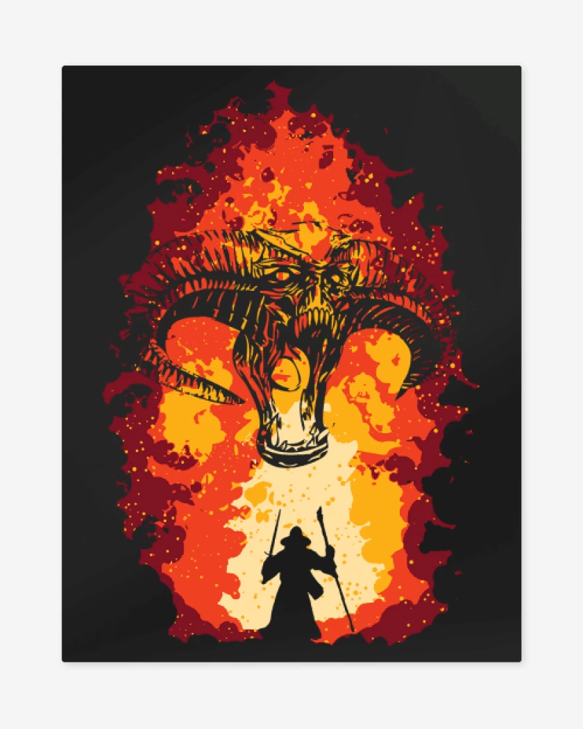 Print metalico Negro de Gandalf vs Balrog
