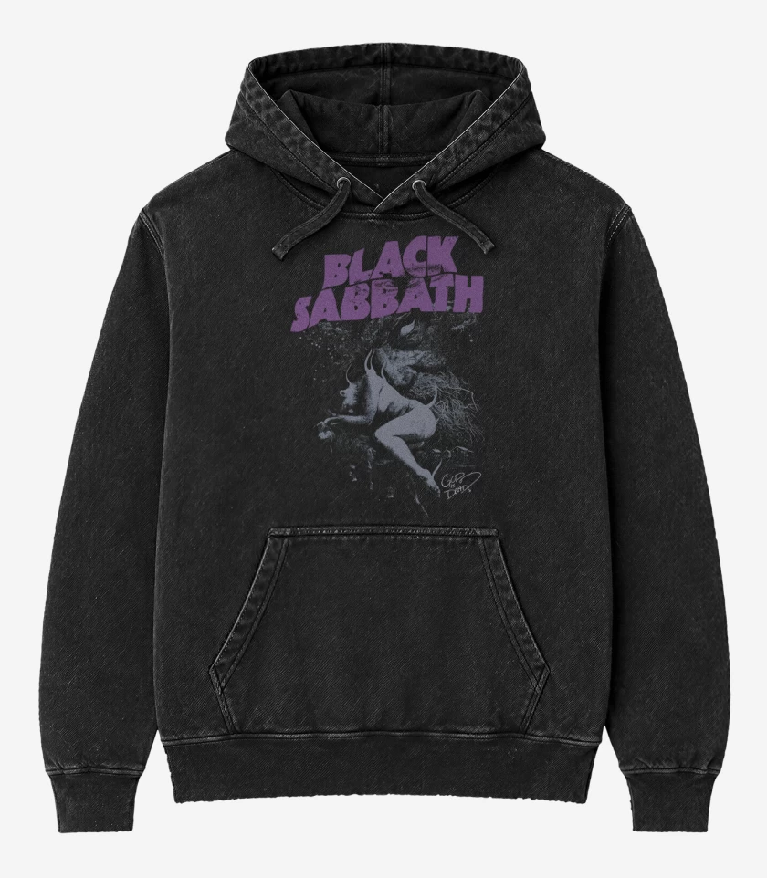 Poleron Canguro Acid Wash Negro de God is dead
