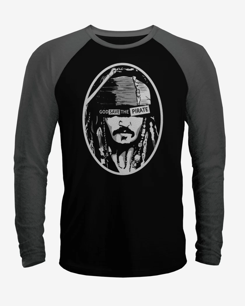 Polera Raglan God save the pirate