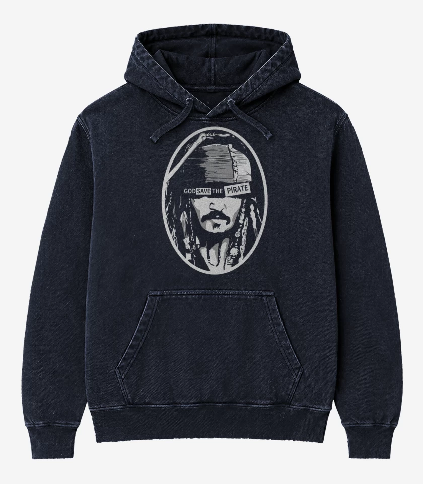 Poleron Canguro Acid Wash Azul Marino de God save the pirate