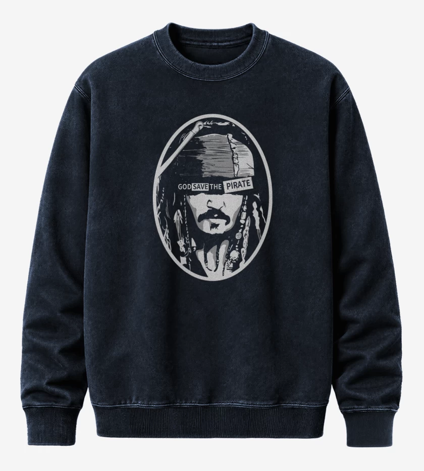 Poleron Polo Acid Wash Azul Marino de God save the pirate