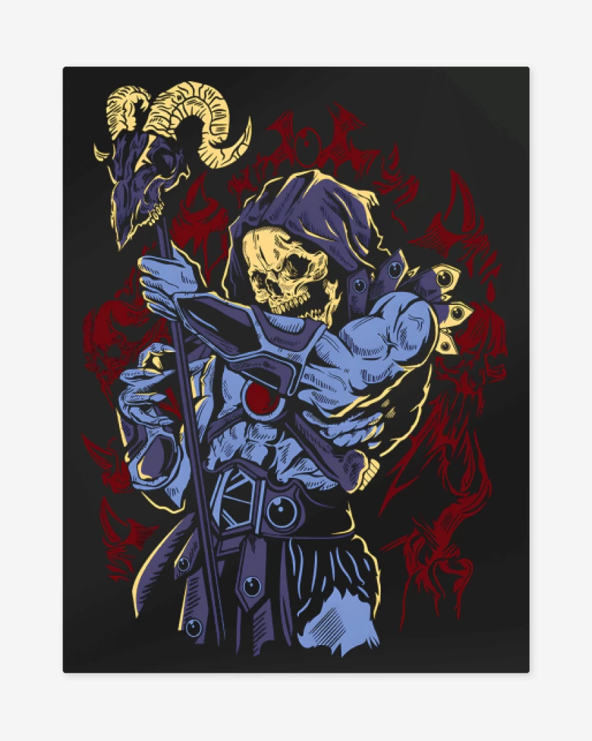 Print metalico Negro de Esqueleto del Mal