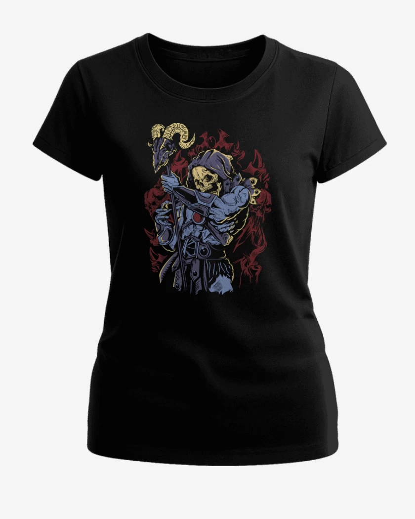 Polera de Mujer Negro de Esqueleto del Mal