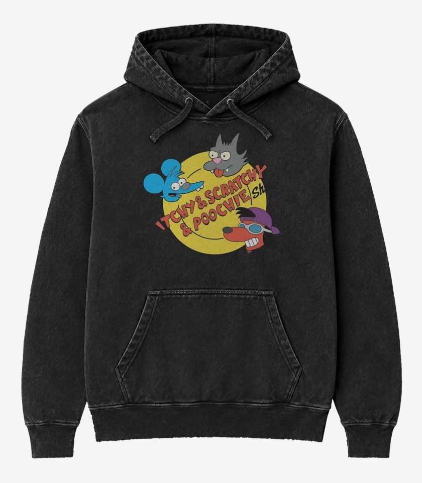 Poleron Canguro Acid Wash Negro de El Show de Tomy & Daly & Poochie