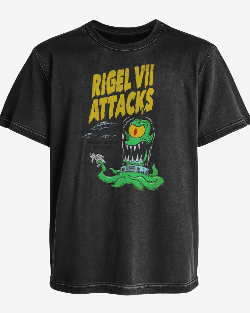Polera desgastada Negro de Rigel VII Attacks