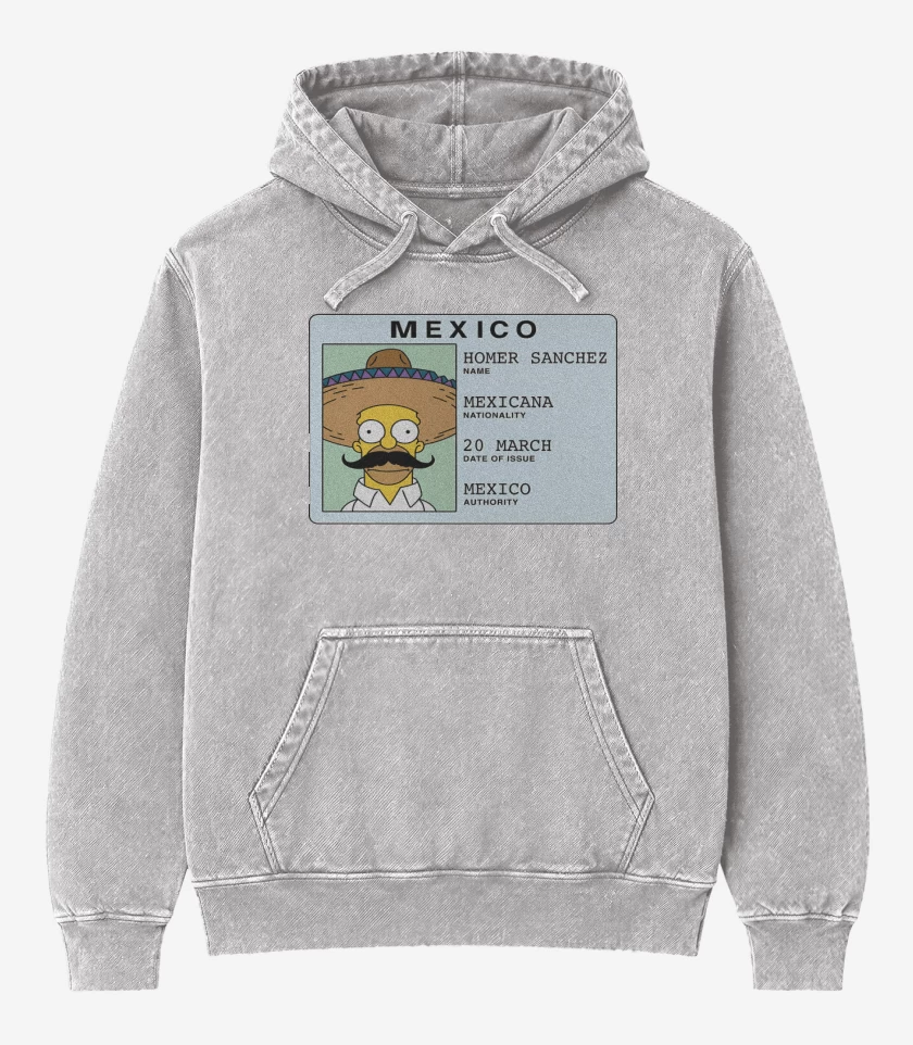 Poleron Canguro Acid Wash Gris Melange de Homer Sanchez