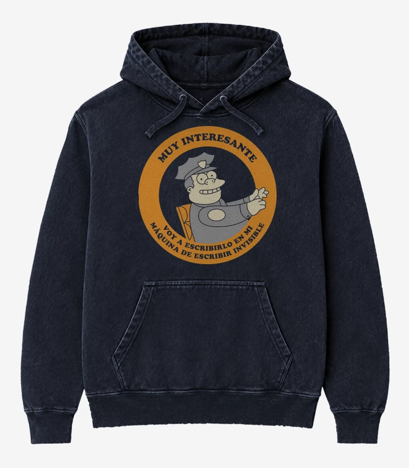 Poleron Canguro Acid Wash Azul Marino de Muy Interesante