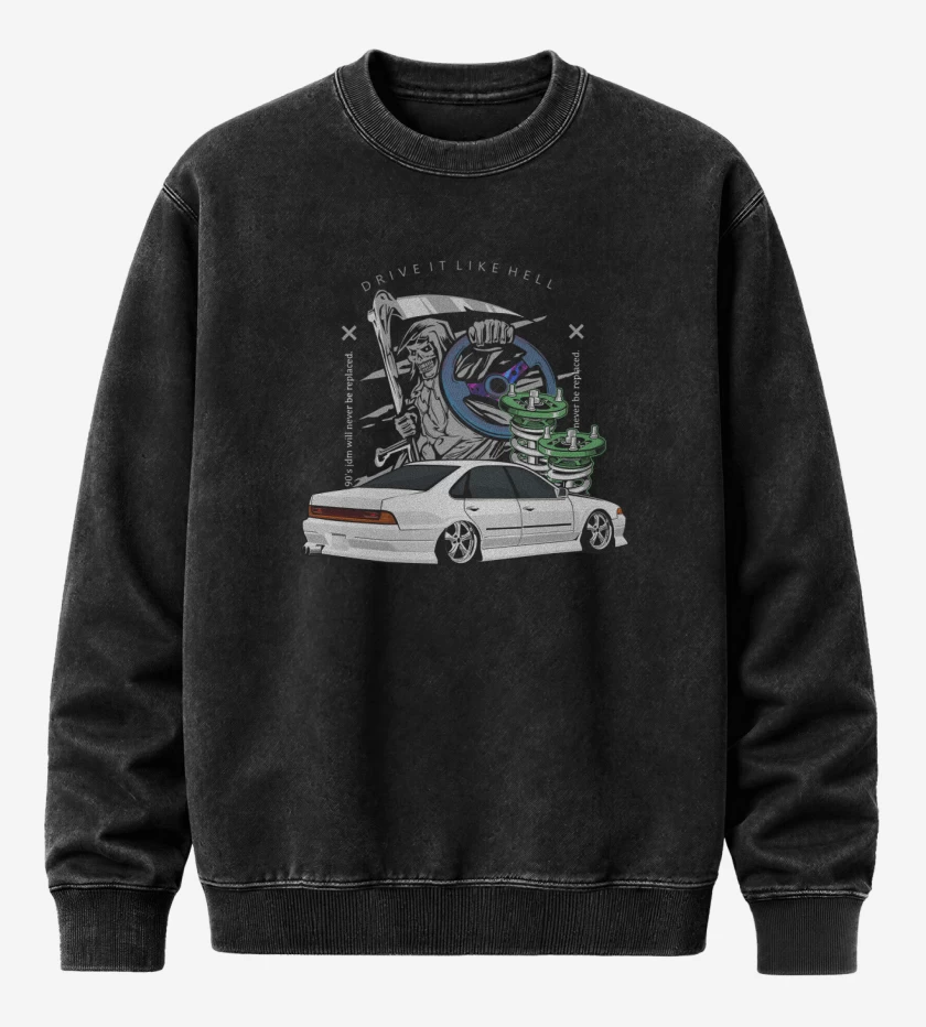 Poleron Polo Acid Wash Negro de Drive it like Hell