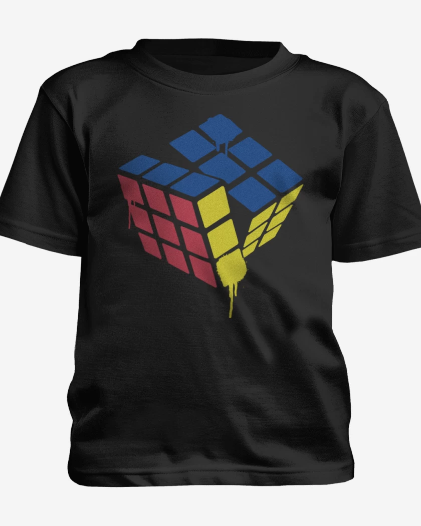 Polera de niño Negro de Rubik simple