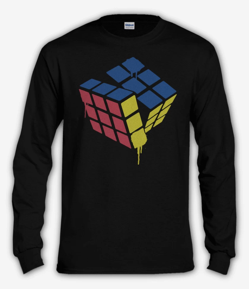 Polera manga larga Negro de Rubik simple