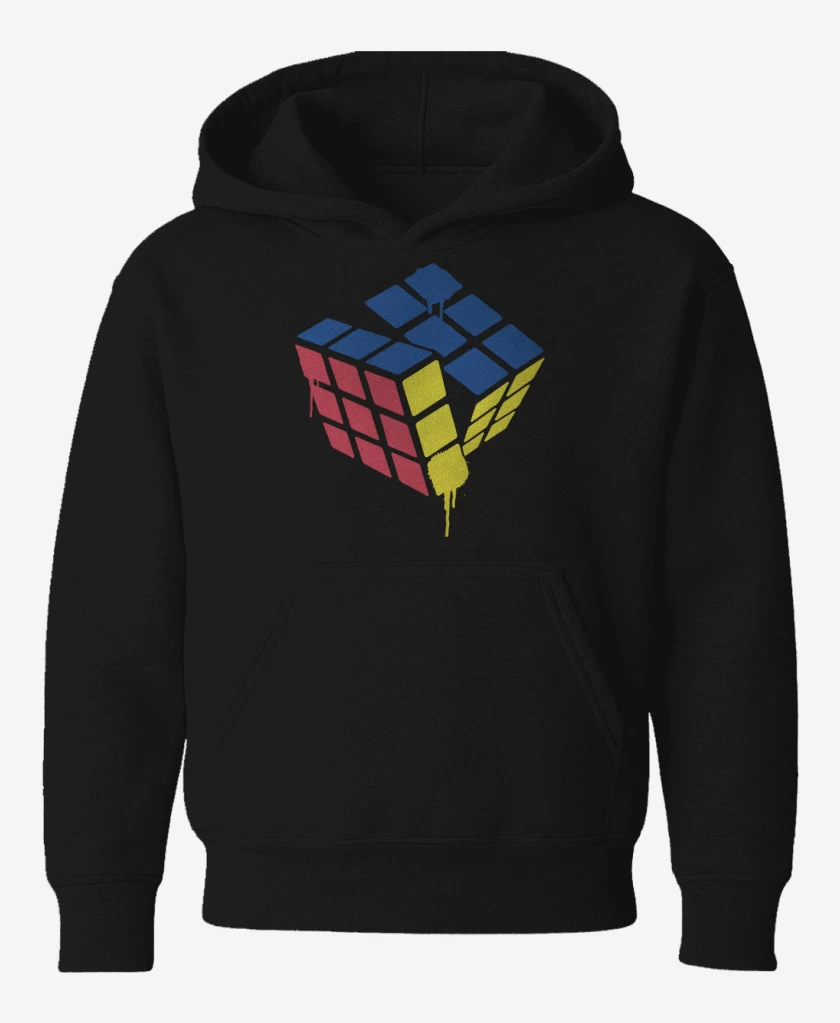 Poleron de niño Negro de Rubik simple