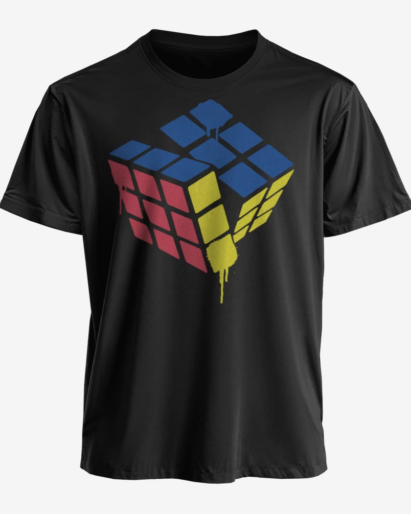 Polera premium Negro de Rubik simple