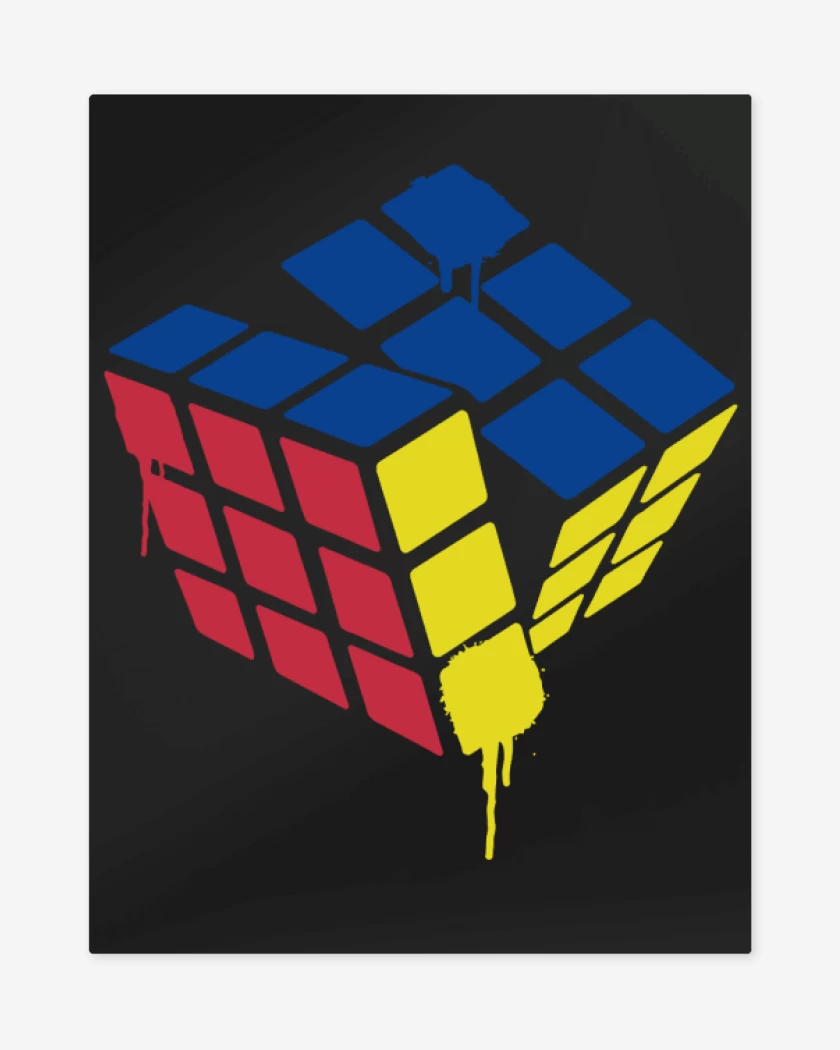 Print metalico Negro de Rubik simple
