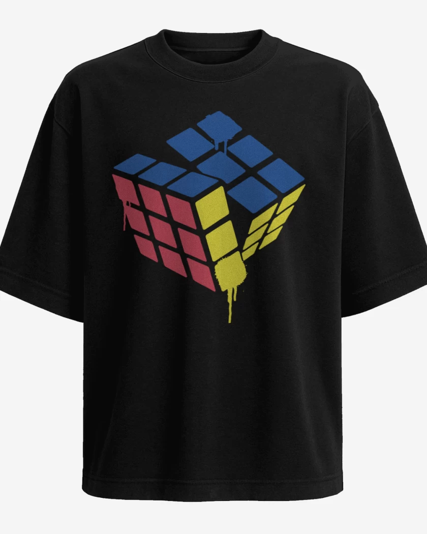 Polera Oversize Negro de Rubik simple