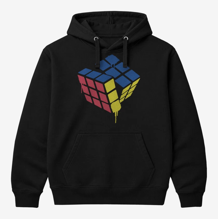 Polerón Canguro Negro de Rubik simple