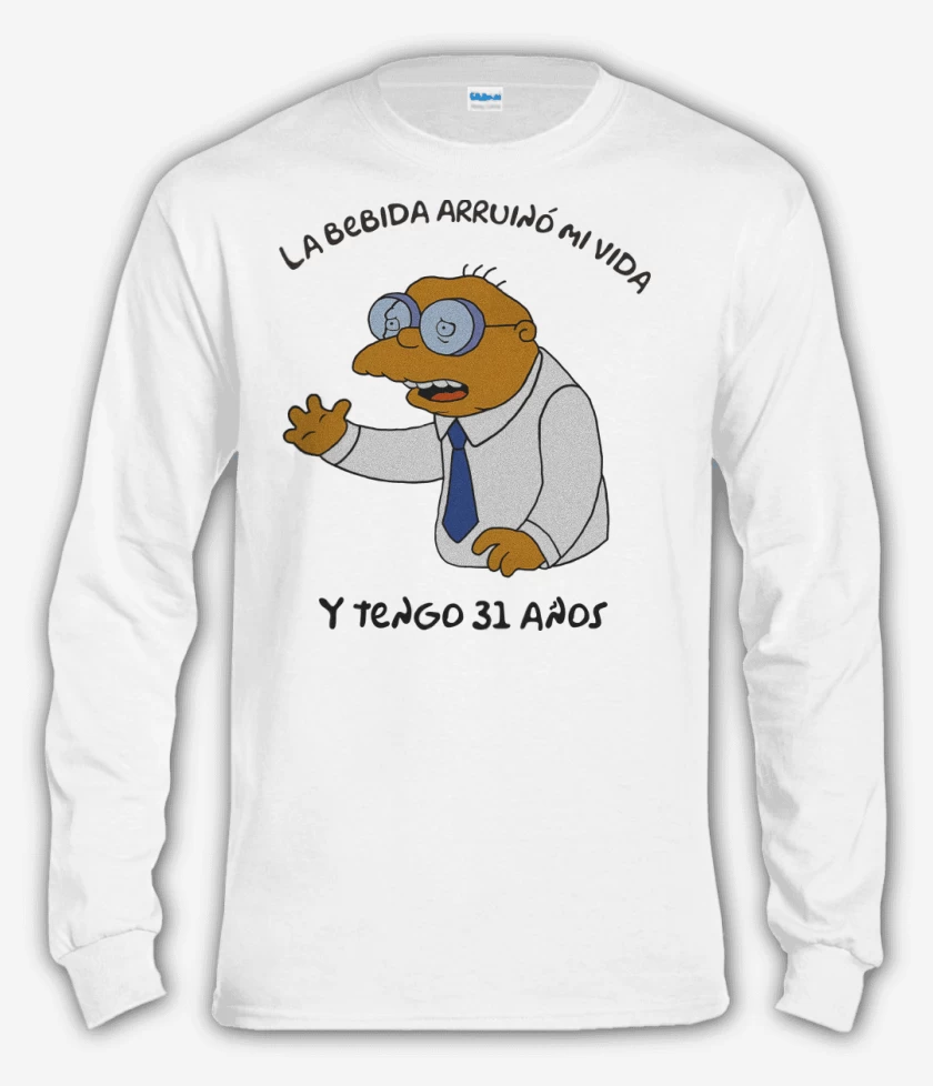 Polera manga larga Blanco de La Bebida Arruinó mi Vida