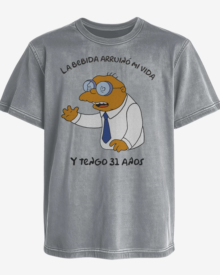 Polera desgastada Gris Melange de La Bebida Arruinó mi Vida