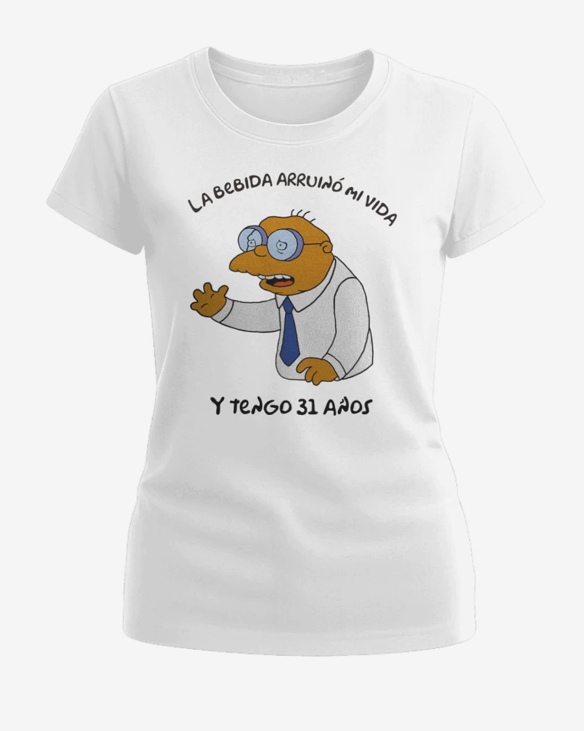 Polera de Mujer Blanco de La Bebida Arruinó mi Vida