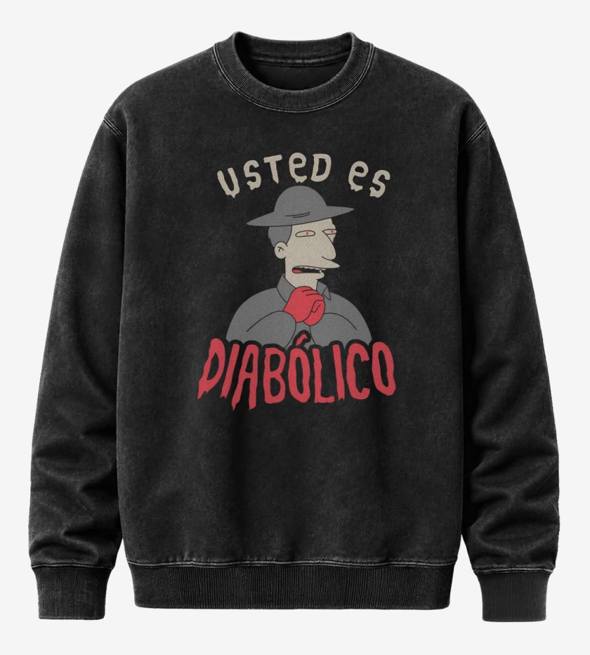 Poleron Polo Acid Wash Negro de Usted es Diabólico