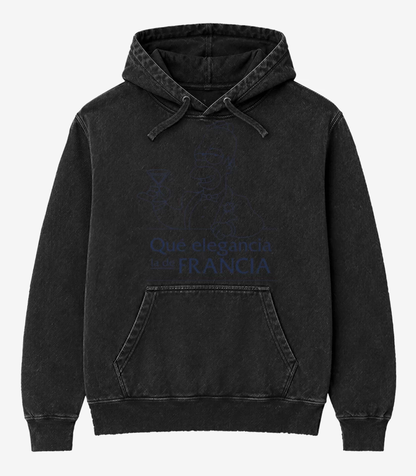 Poleron Canguro Acid Wash Negro de Qué elegancia la de Francia