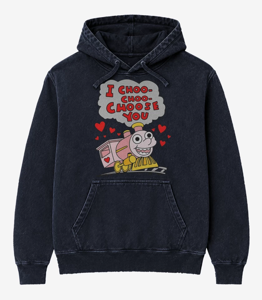 Poleron Canguro Acid Wash Azul Marino de Trencito Choo Choo