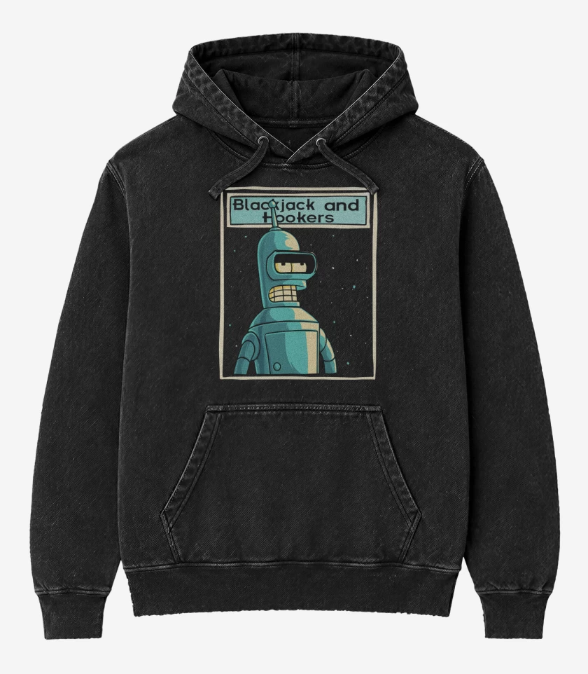Poleron Canguro Acid Wash Negro de Blackjack and hookers
