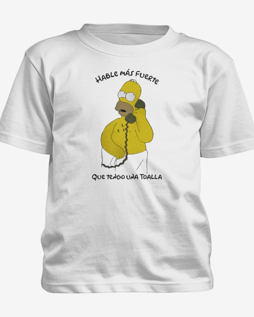 Polera de niño Blanco de Hable más fuerte que tengo una Toalla
