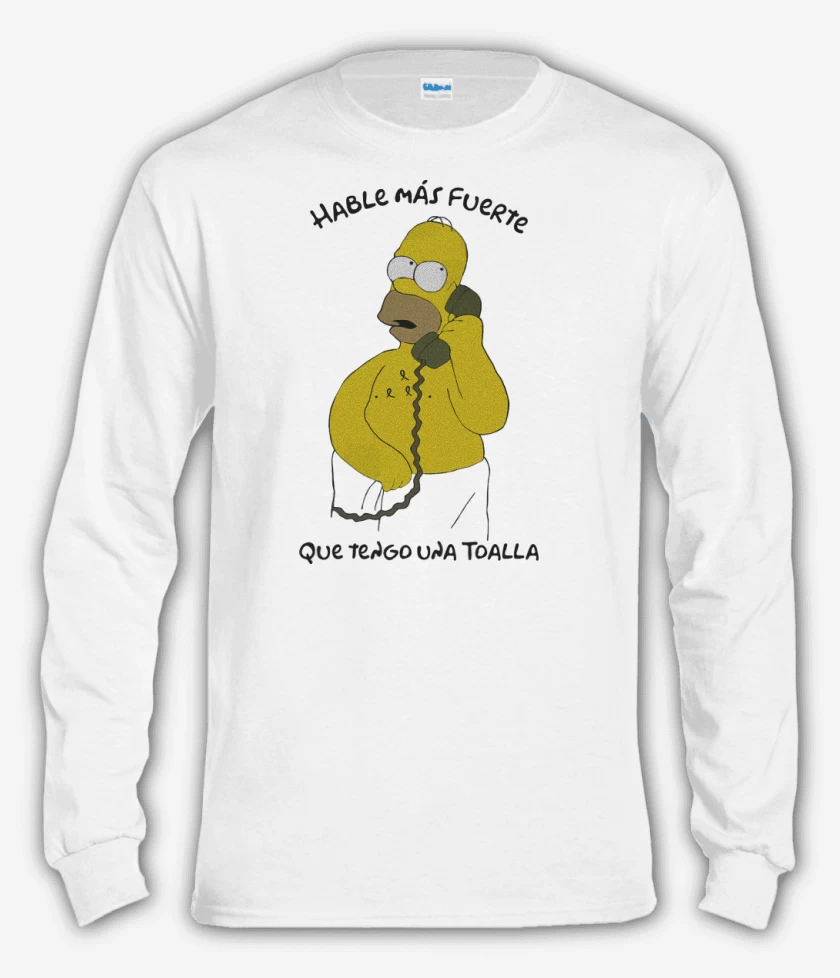 Polera manga larga Blanco de Hable más fuerte que tengo una Toalla