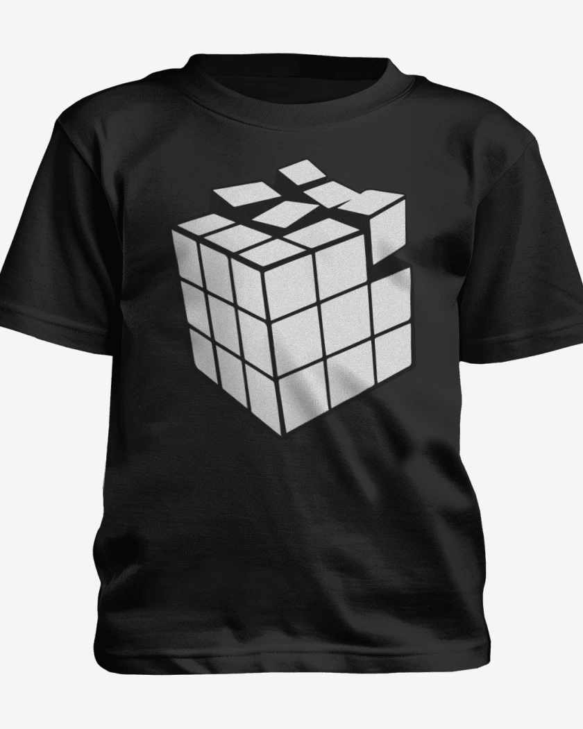 Polera de niño Negro de Rubik blanco y negro