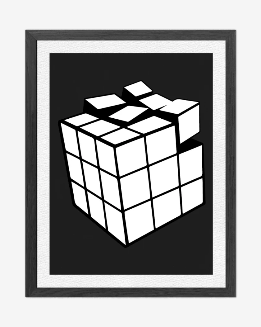 Cuadro decorativo Negro de Rubik blanco y negro