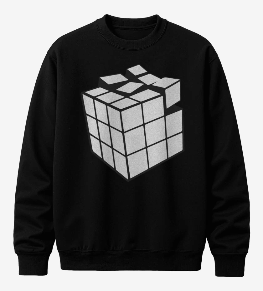Poleron polo Rubik blanco y negro