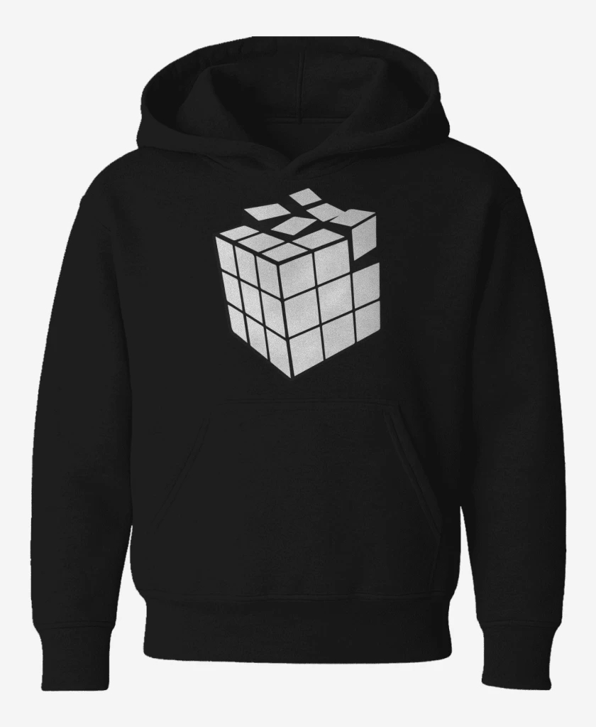 Poleron de niño Negro de Rubik blanco y negro