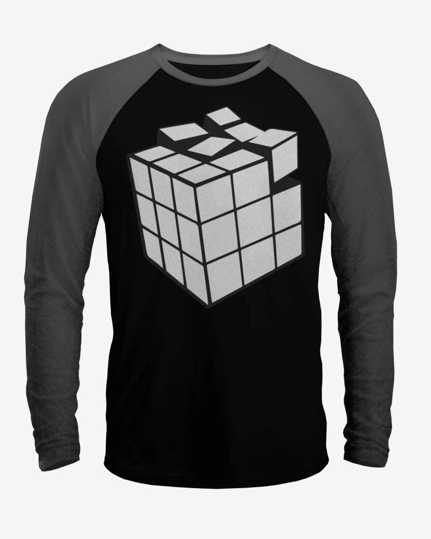 Polera Raglan Rubik blanco y negro