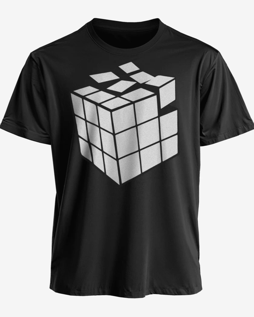 Polera premium Negro de Rubik blanco y negro