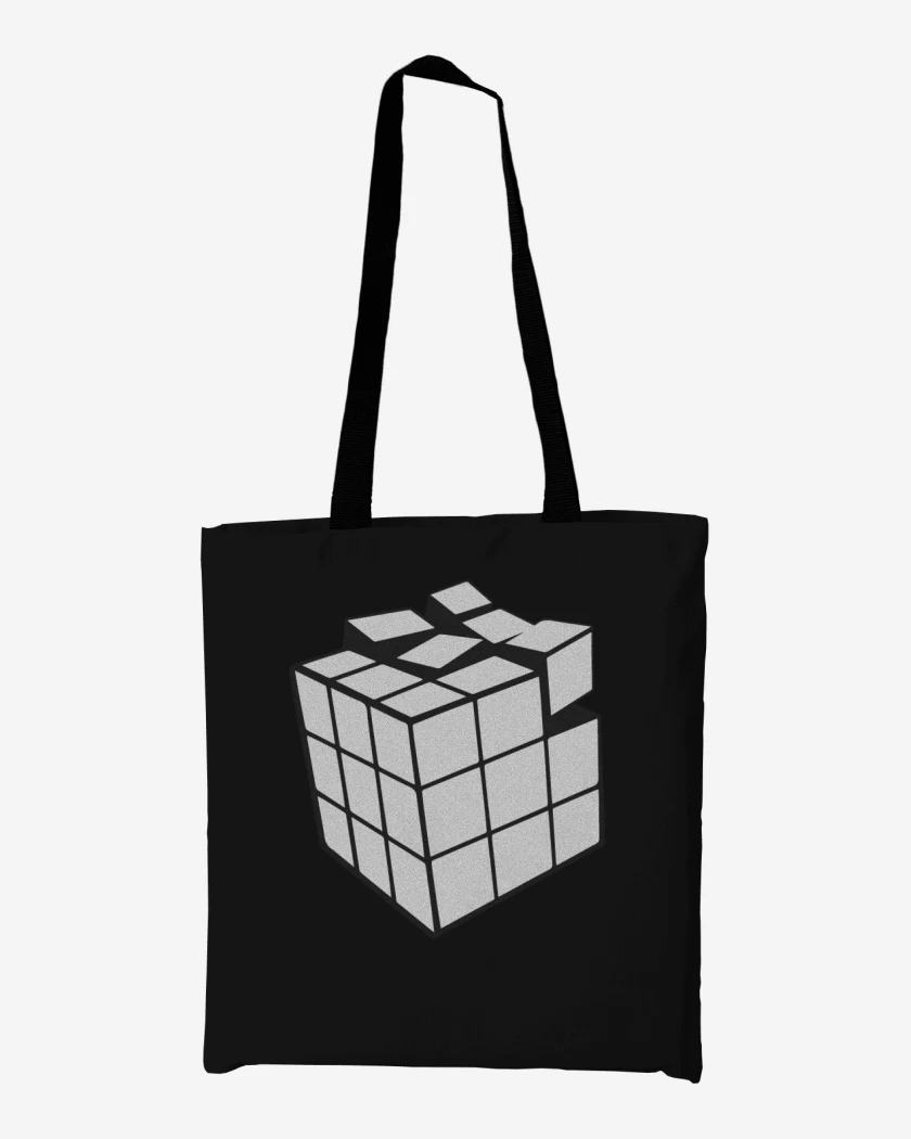 Totebag Negro de Rubik blanco y negro