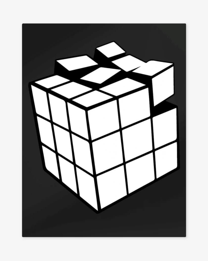 Print metalico Negro de Rubik blanco y negro