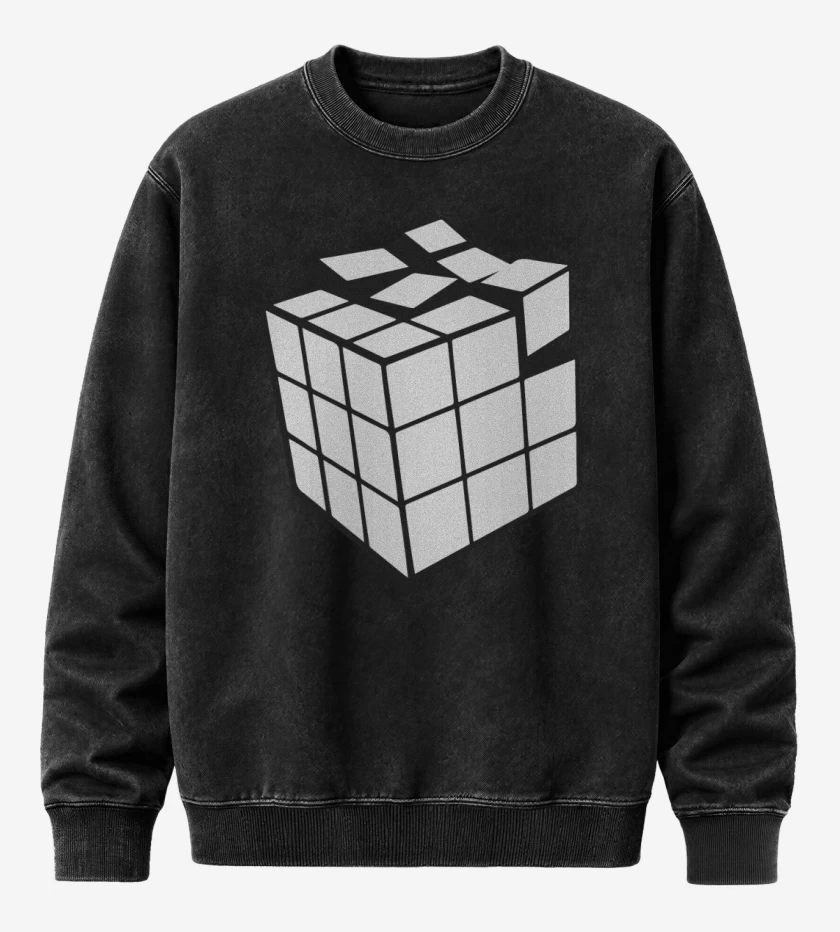 Poleron Polo Acid Wash Negro de Rubik blanco y negro