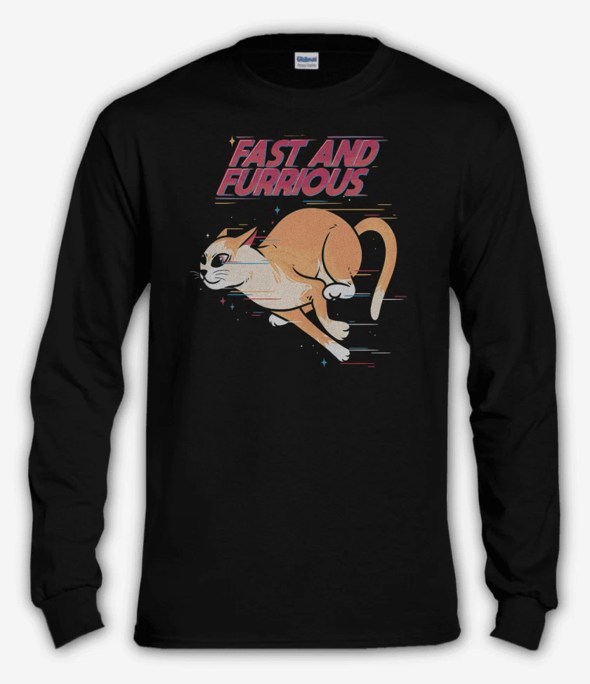 Polera manga larga Negro de Rápido y Furrrioso