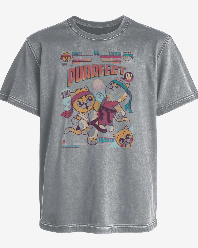 Polera desgastada Gris Melange de Purrfect