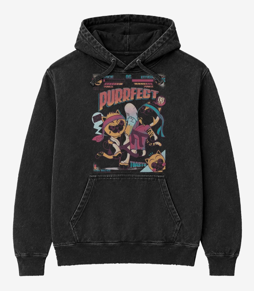 Poleron Canguro Acid Wash Negro de Purrfect