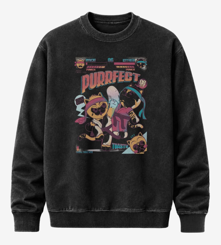 Poleron Polo Acid Wash Negro de Purrfect