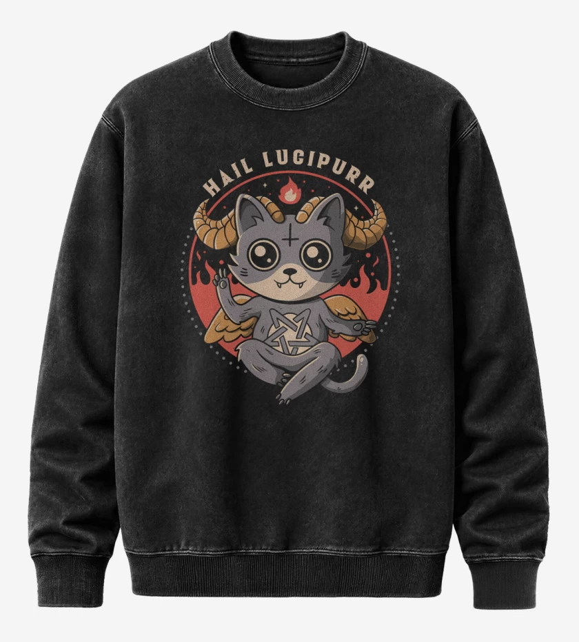 Poleron Polo Acid Wash Negro de Lucipurr