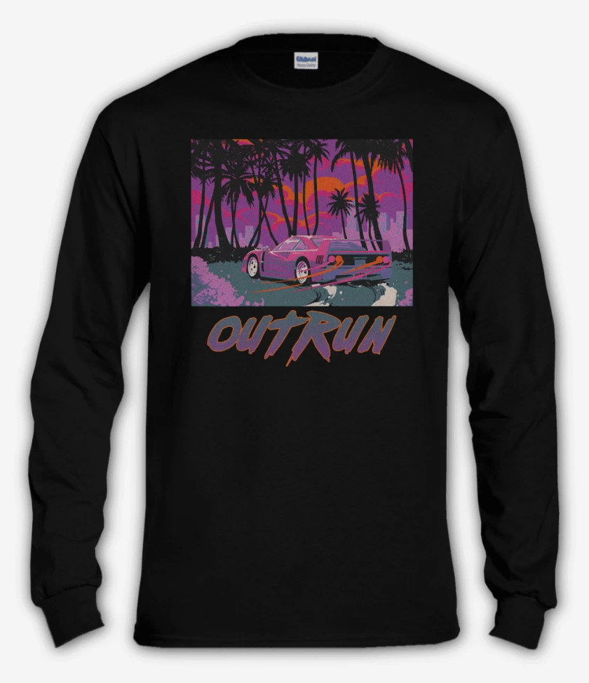 Polera manga larga Negro de Outrun