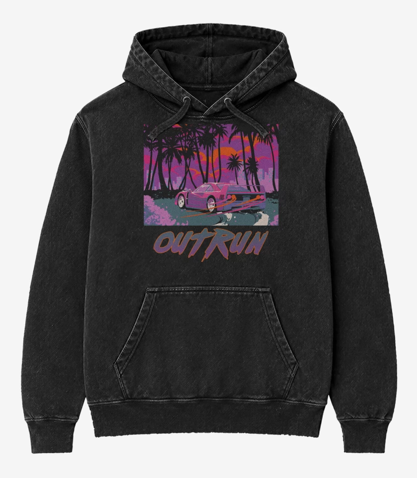 Poleron Canguro Acid Wash Negro de Outrun